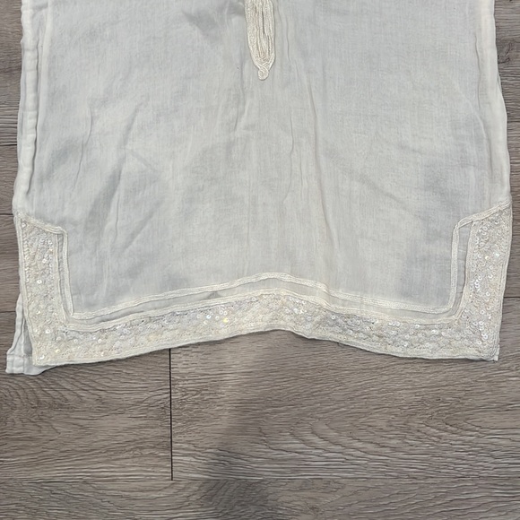 90s JULIET DUNN Moroccan hippy top cotton sequins London Vintage travel white - Picture 10 of 17